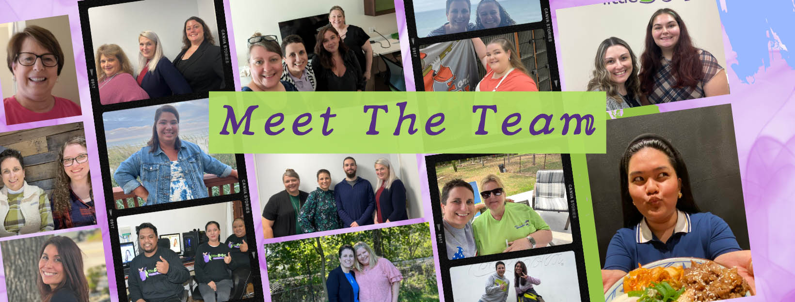 A group photo of team members smiling together in a professional setting, showcasing collaboration and camaraderie